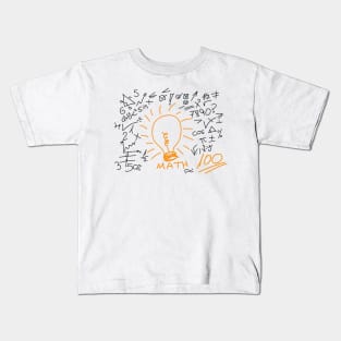 Hand drawn maths symbol and elements around orange bulb Kids T-Shirt